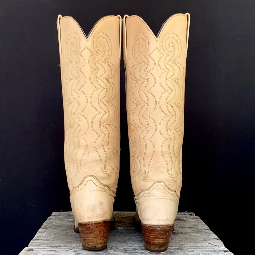 FRYE Vintage Rare Tall Knee High Stitching Cowgirl Cowboy Western Boots Size 9 - Picture 8 of 13